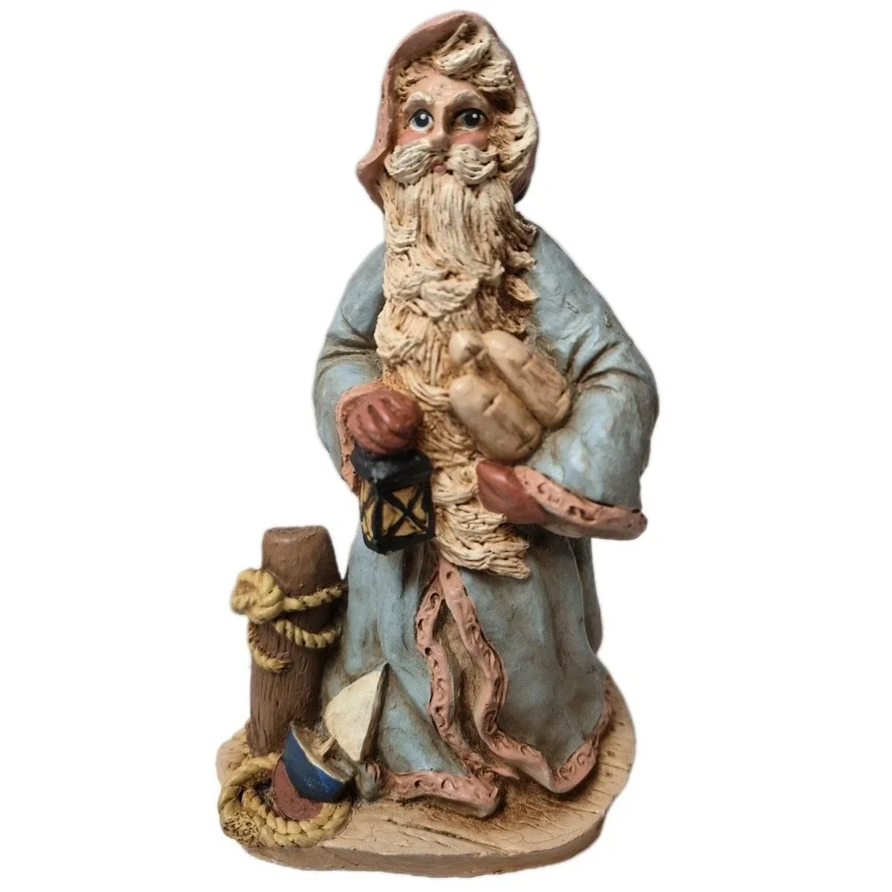 Vintage 1992 Wood World Nautical Santa Figurine‎ Made in USA Coastal Father Boat